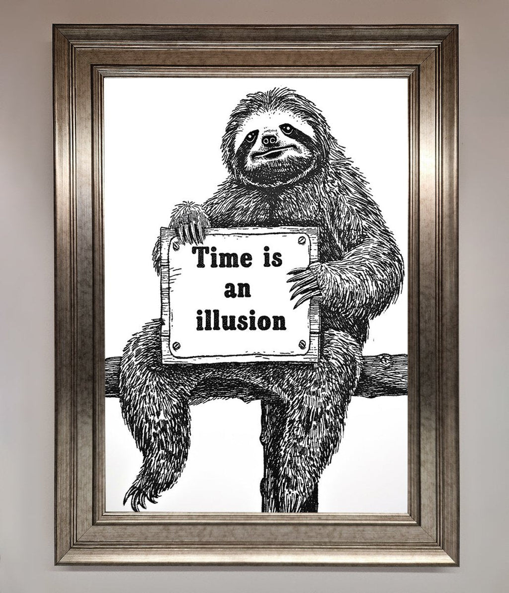 Time Is An Illusion Sloth Black Framed Poster-9