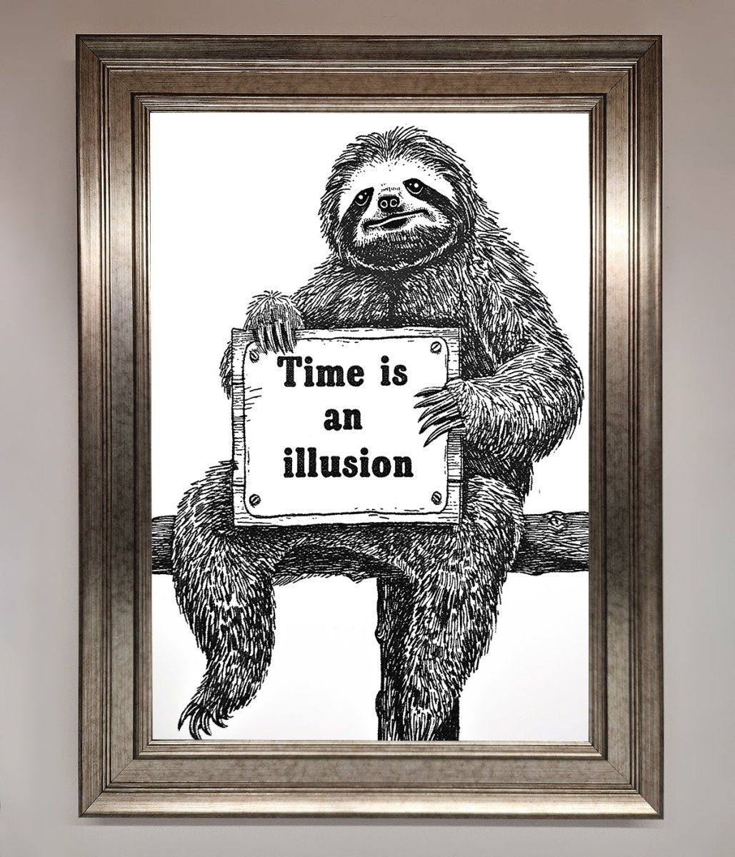 Time Is An Illusion Sloth Black Framed Poster-9