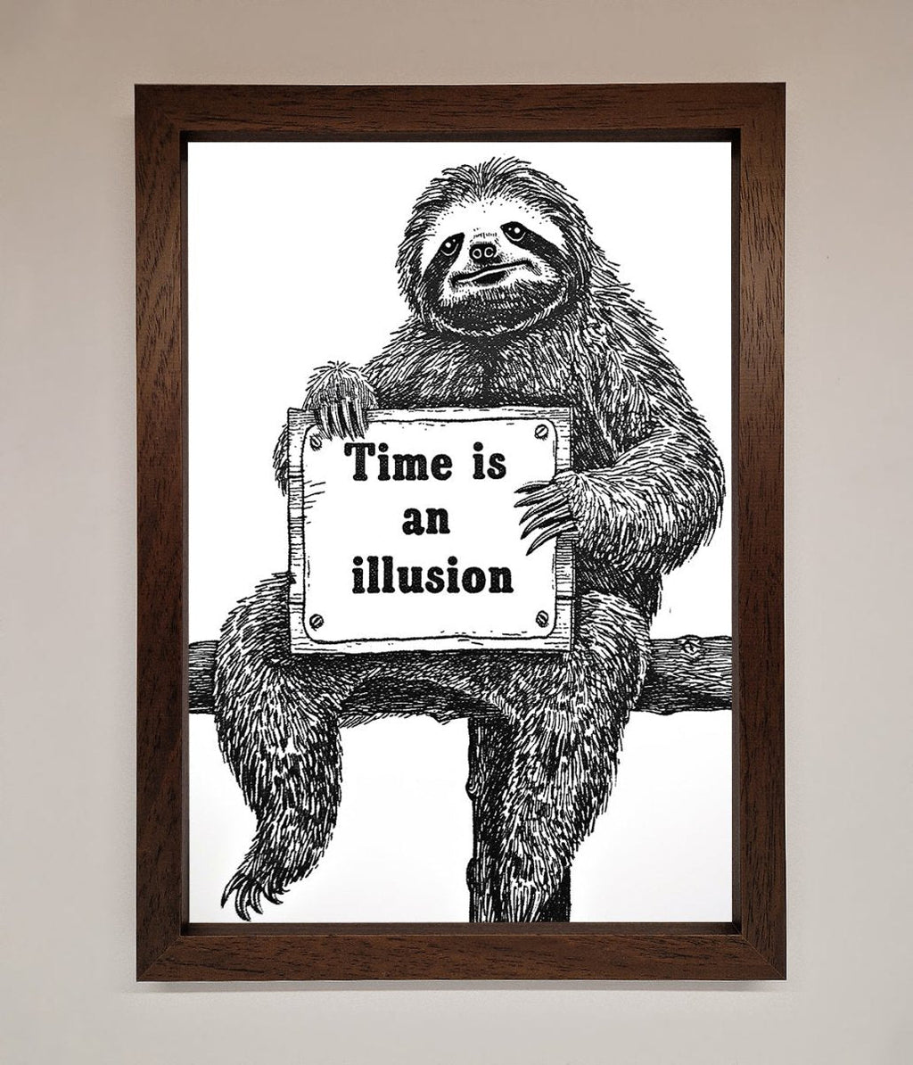 Time Is An Illusion Sloth Black Framed Poster-4