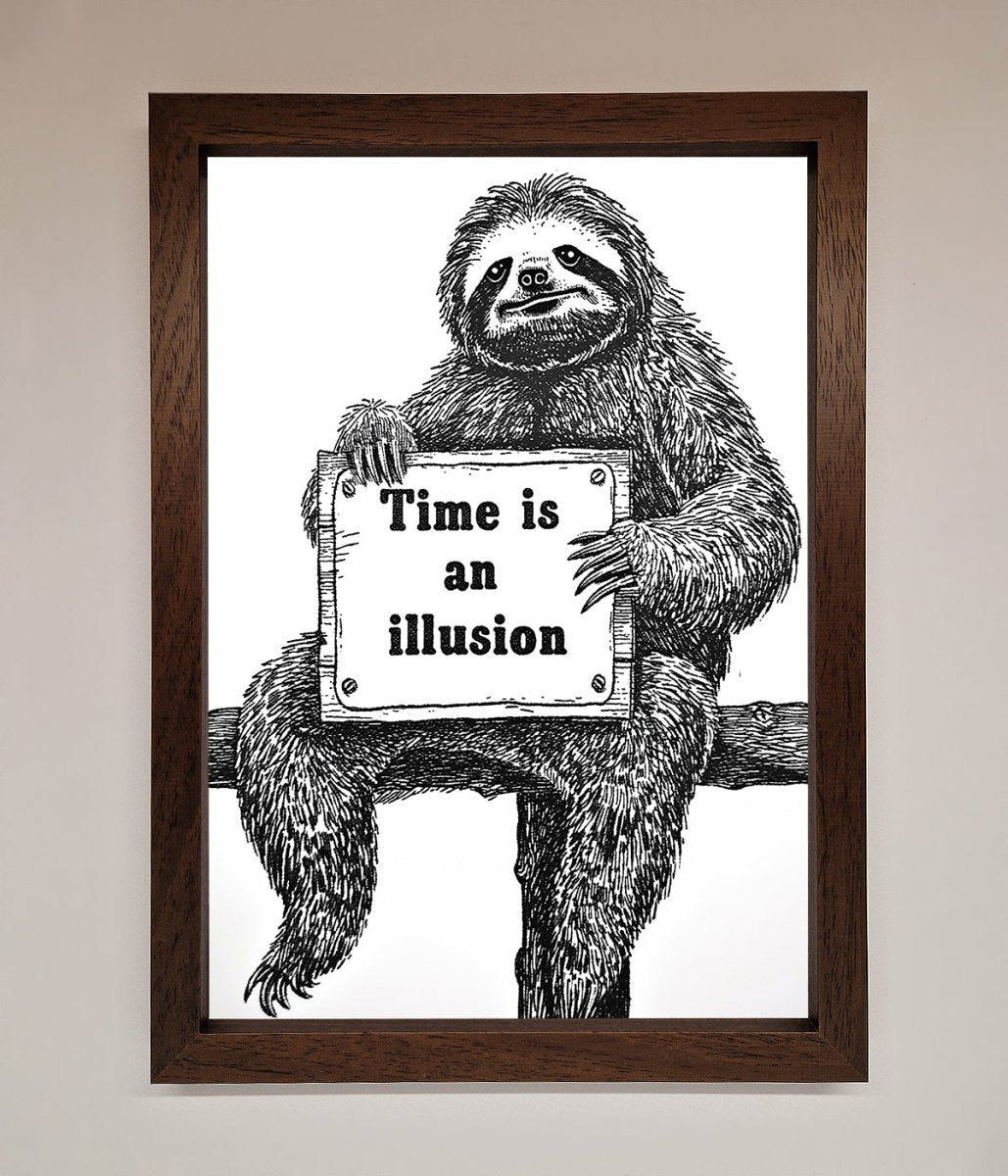 Time Is An Illusion Sloth Black Framed Poster-4