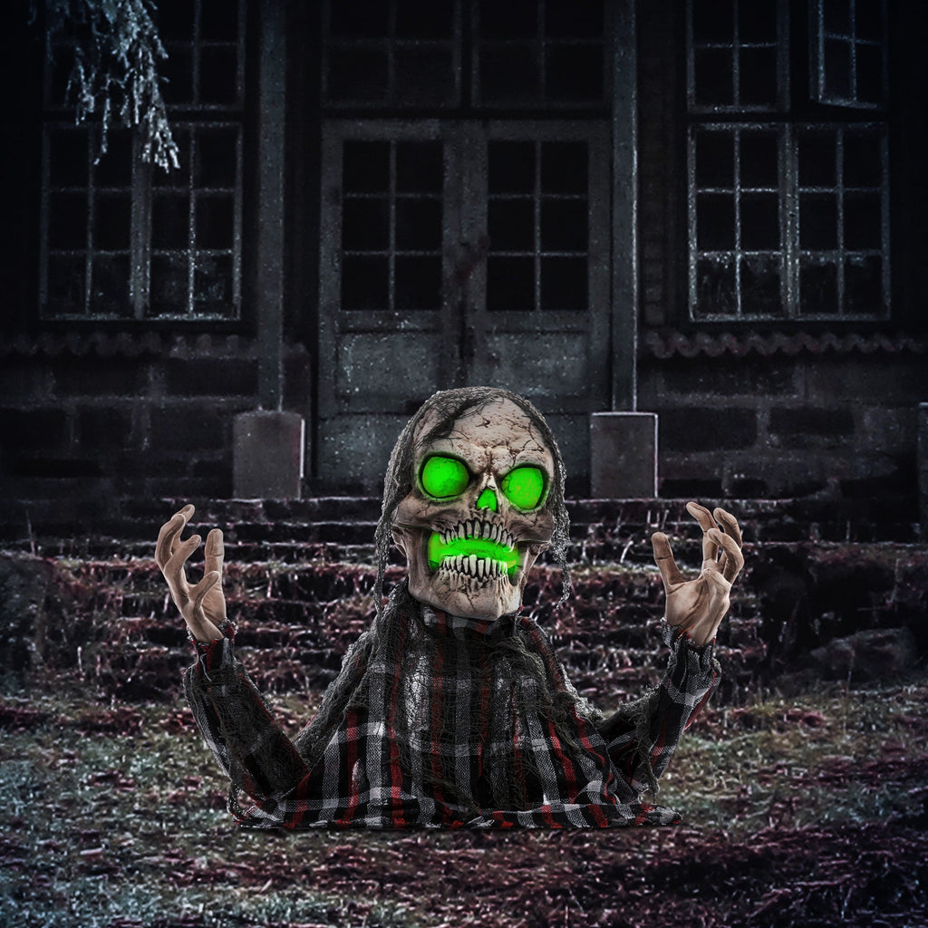 70cm Groundbreaker Skeleton Halloween Animatronic, with Glowing Eyes-1