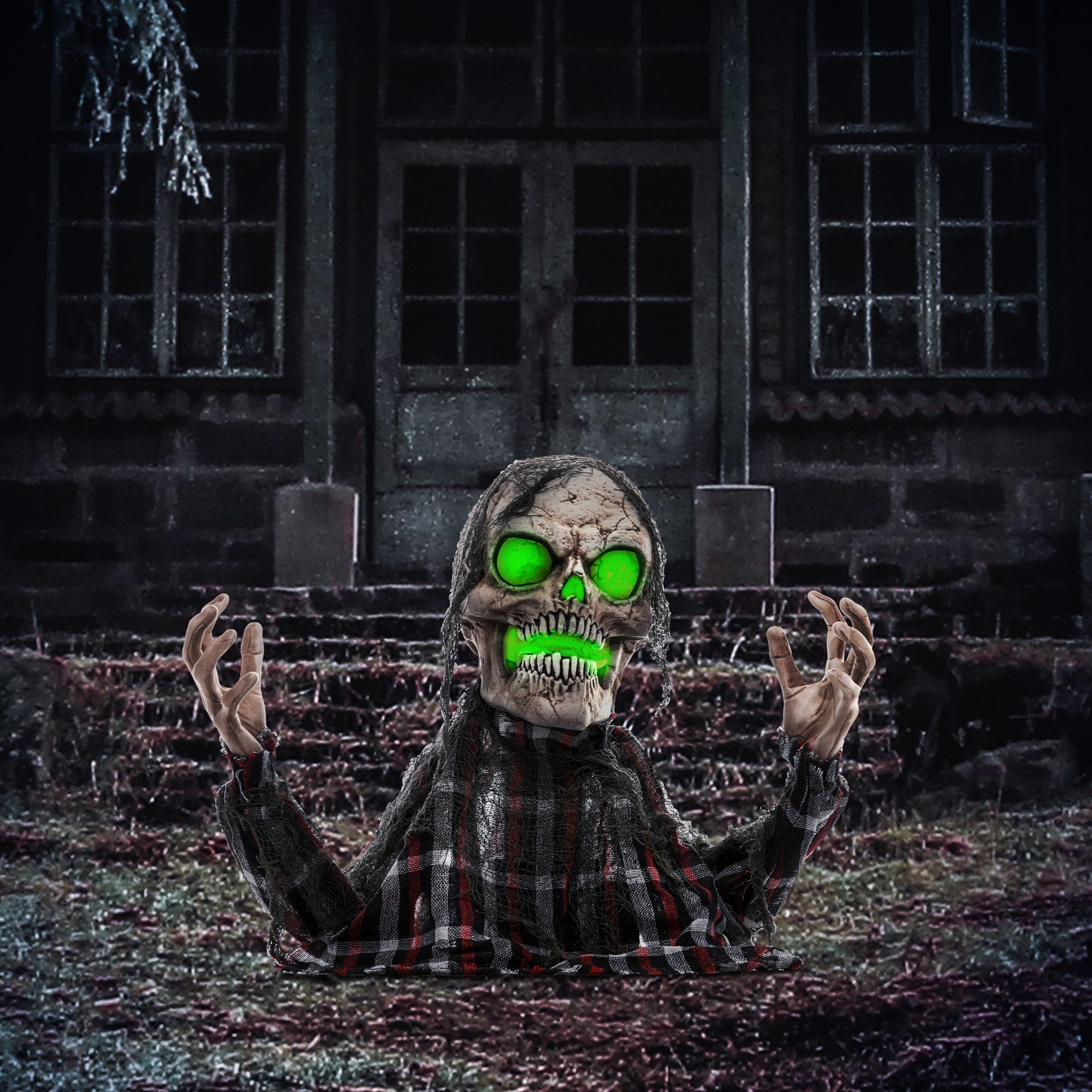 70cm Groundbreaker Skeleton Halloween Animatronic, with Glowing Eyes-1