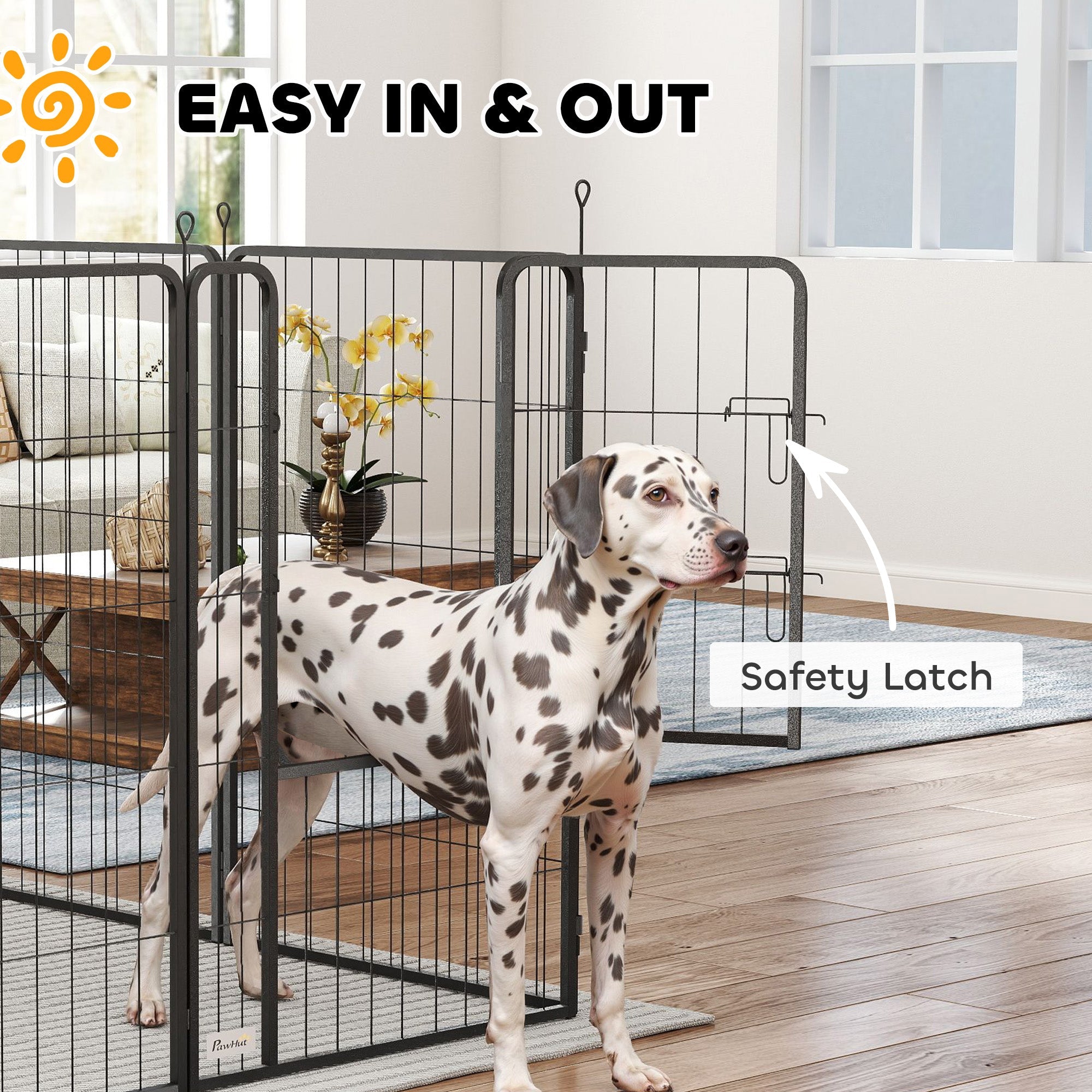 12 Panels Heavy Duty Dog Playpen with Doors, for Large Dogs, 100cm High, Black-4