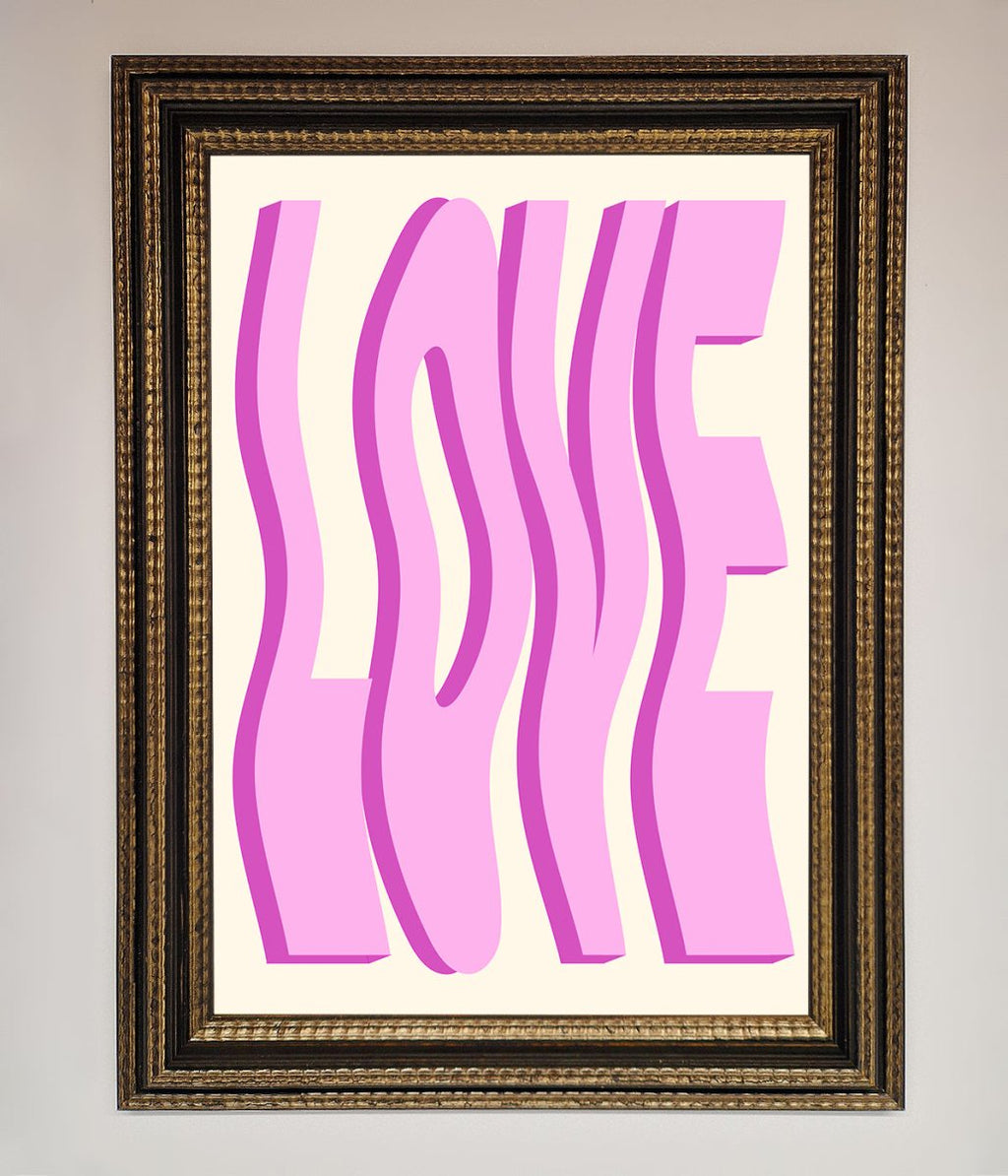 Wavy Love Pink Framed Poster-18