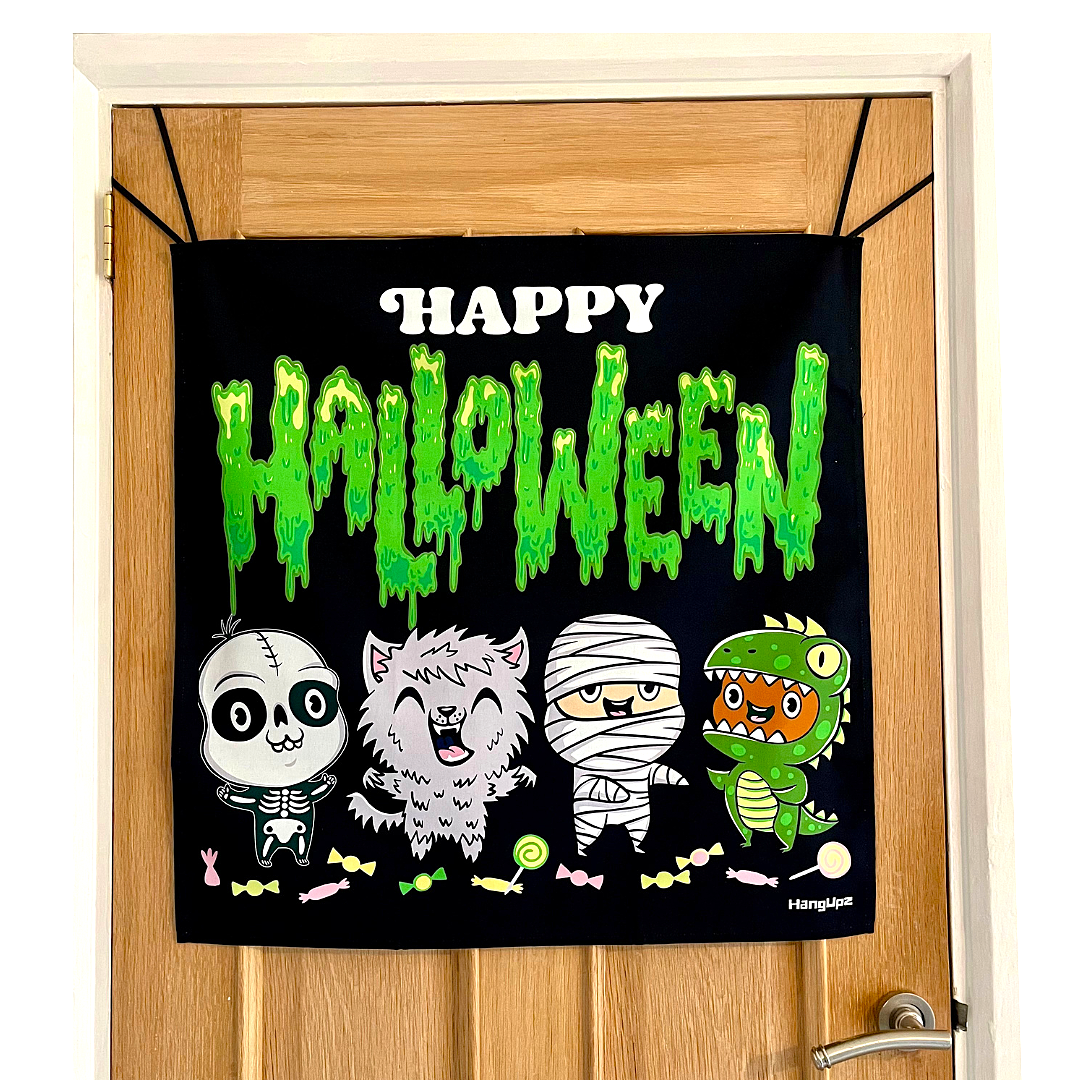 HANGUPZ Happy Halloween Sign Door-Hang Original Large Hanging Halloween Decoration Gift For Boys Girls-0