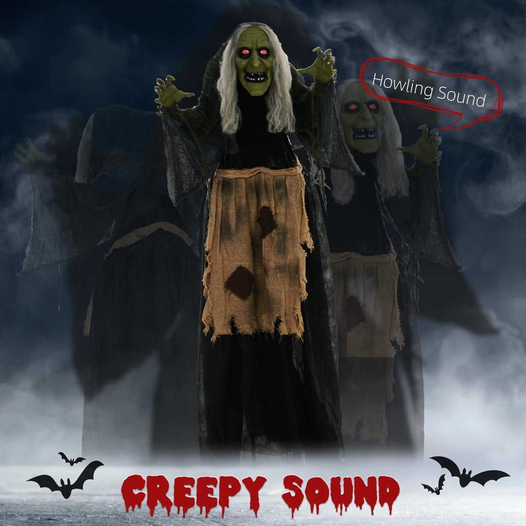 5'2" Hunchback Witch Halloween Animatronic, with Glowing Eyes-3