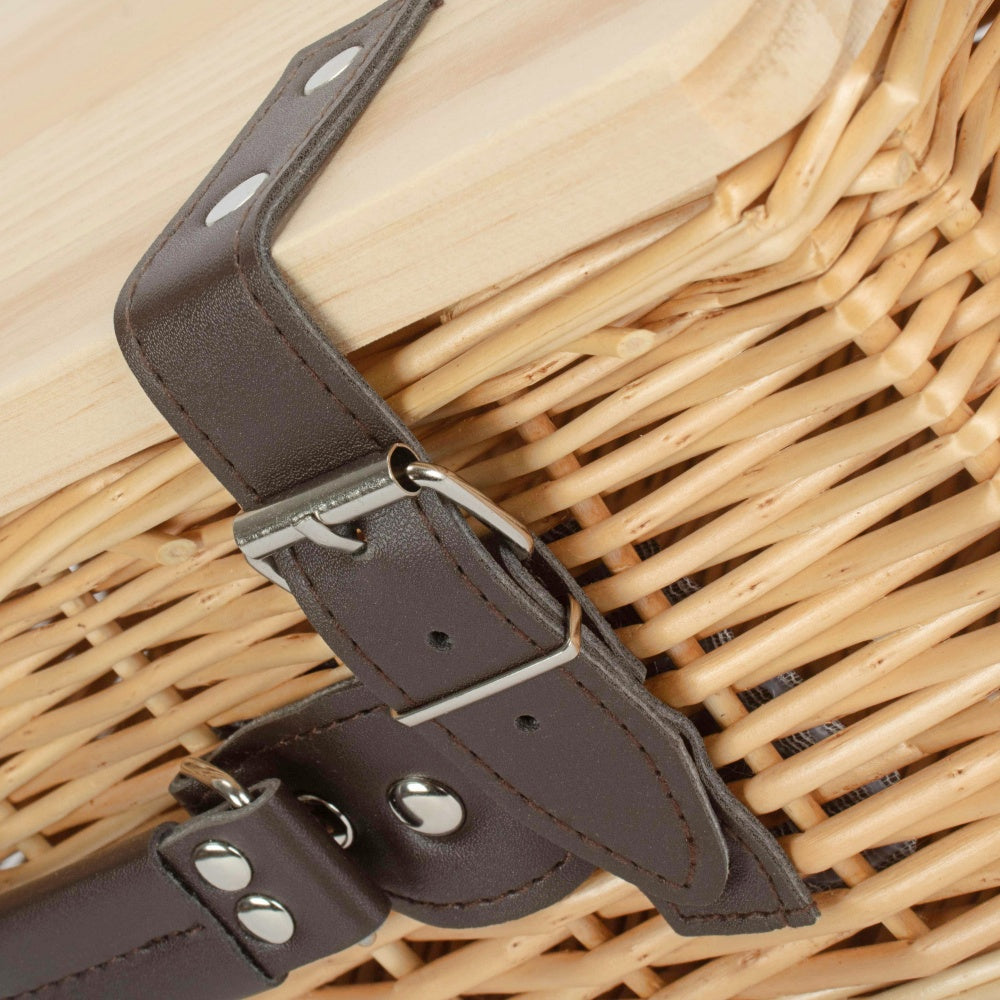 Buff Willow Empty Picnic Basket with Pinewood Lid-4