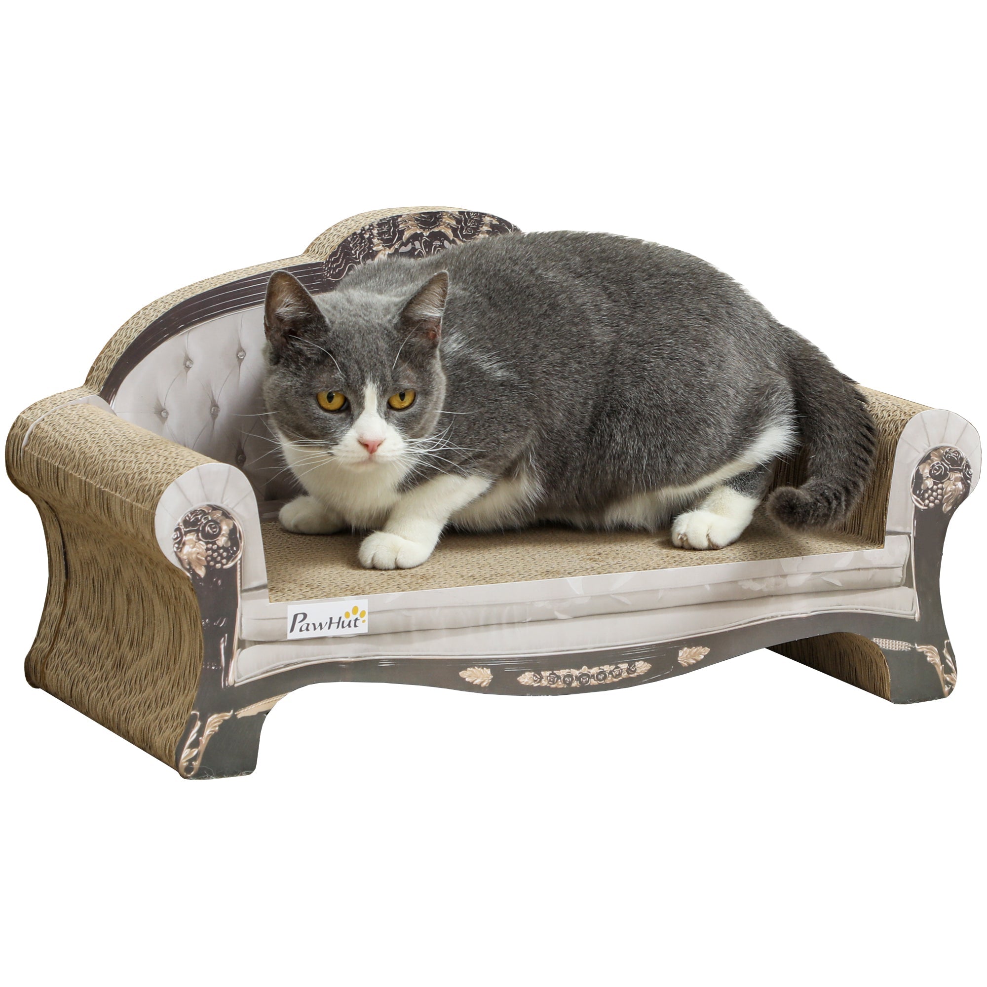 2-in-1 Cat Scratcher with Organic Catnip for Indoor Cats, 29.5 x 56 x 26cm, Brown-0